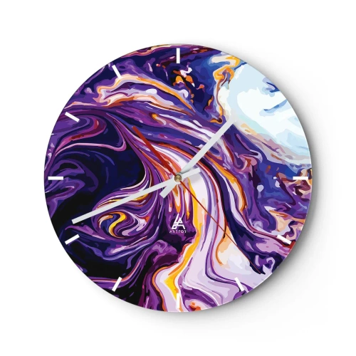 Wanduhr - Glasuhr - Die Falte ist lila geworden - 40x40 cm