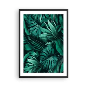 Poster in einem schwarzem Rahmen - Tropische Blätter in Grüntönen - 50x70cm - Die Tiefe des tropischen Grüns - Moderne Wanddekoration für Wohnzimmer und Schlafzimmer ARTTOR