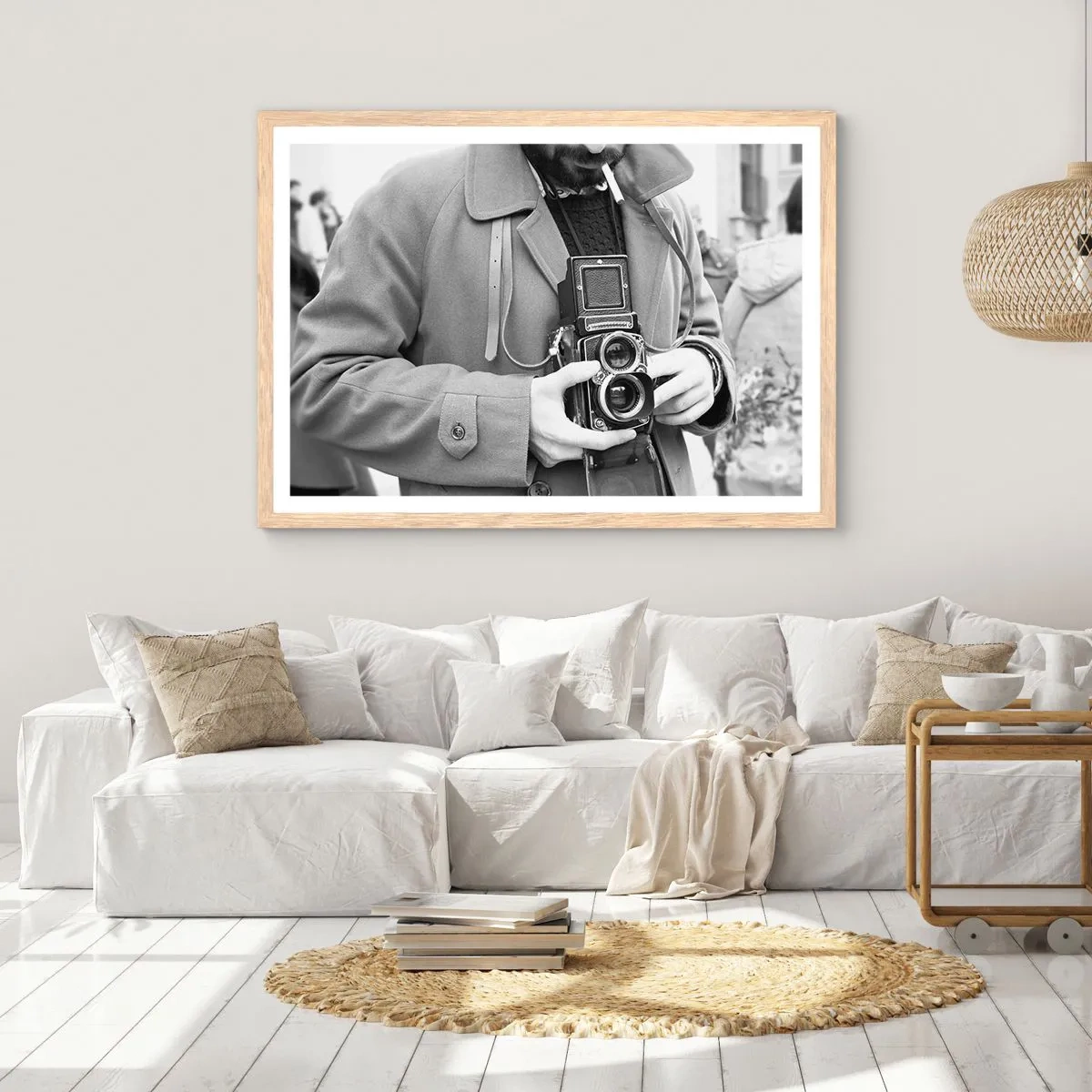 Poster in einem Rahmen aus heller Eiche - Retro-Stil - 100x70 cm