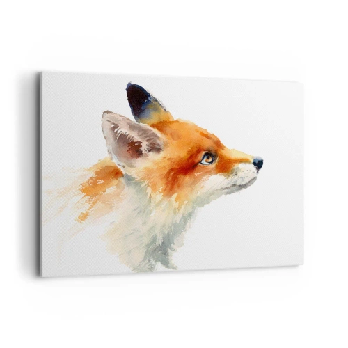 Bild auf Leinwand - Leinwandbild - Rotfuchs im Aquarellstil auf weißem Hintergrund - 120x80cm - Man kann nie vorsichtig genug sein - Moderne Wanddekoration für Wohnzimmer und Schlafzimmer ARTTOR