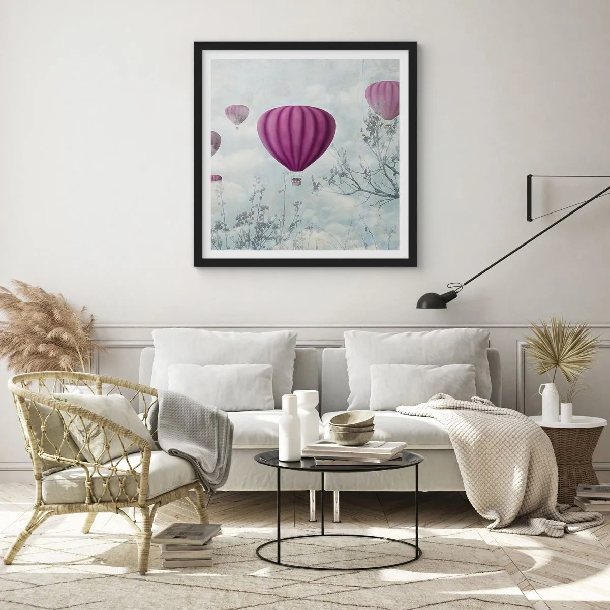 Poster in einem schwarzem Rahmen - Wie Schiffe am Himmel - 30x30 cm