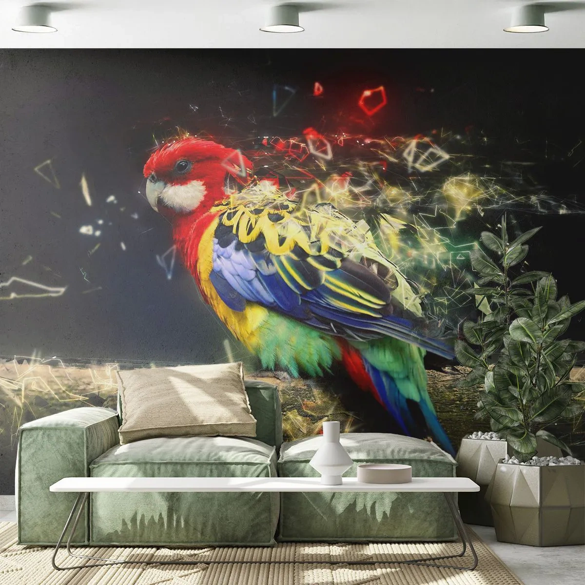 Fototapete Premium Sand - Botschafter des Strahlens - Abstraktion, Papagei, Vogel - 100x70 cm