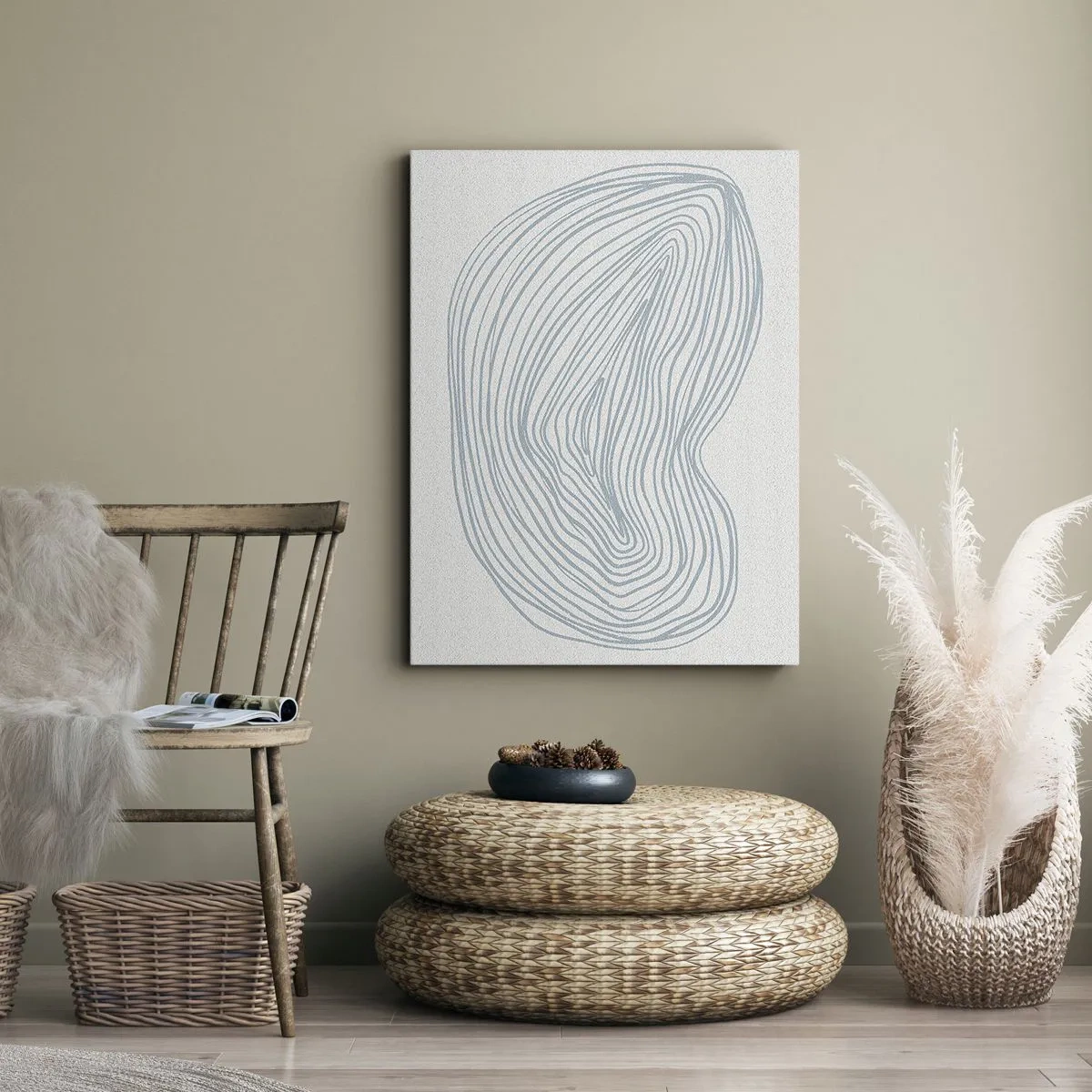 Bild auf Leinwand - Leinwandbild - Abstraktes Wellenmotiv in zartem Blau - 50x70cm - Das Lächeln der Wassertropfen - Moderne Wanddekoration für Wohnzimmer und Schlafzimmer ARTTOR