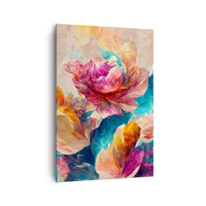 Bild auf Leinwand - Leinwandbild - Bunte Blumen auf beigem Hintergrund - 70x100cm - Farbenpracht des Straußes - Moderne Wanddekoration für Wohnzimmer und Schlafzimmer ARTTOR