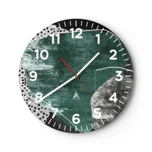 Wanduhr - Glasuhr - Bunte Abstraktion mit Blattgold - 30x30 cm