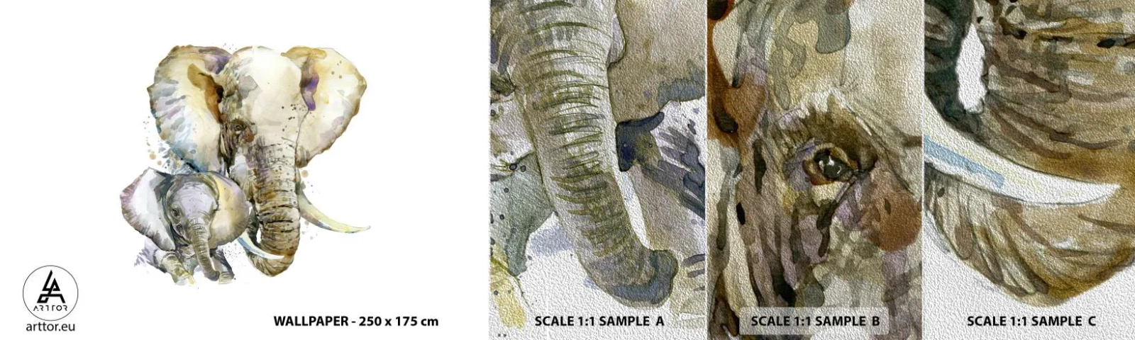 Fototapeten Muster Premium Sand - Mama ist kein Zuhause - Tiere, Elefant, Grafik - 100x30 cm