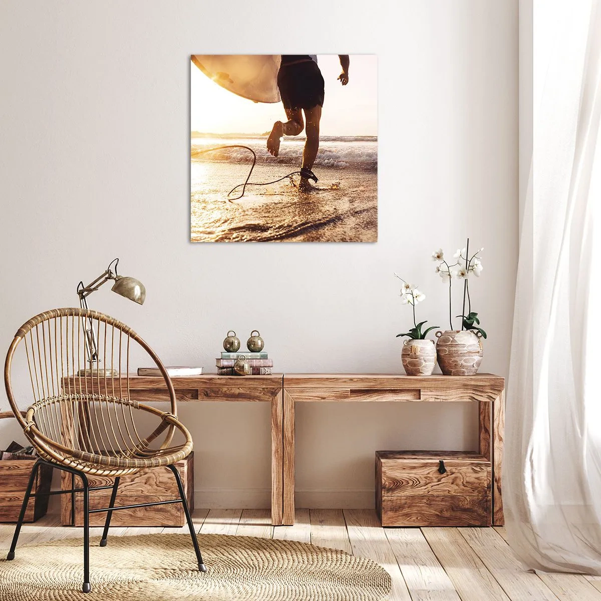 Bild auf Leinwand - Leinwandbild - Um die Welle zu treffen - 50x50 cm