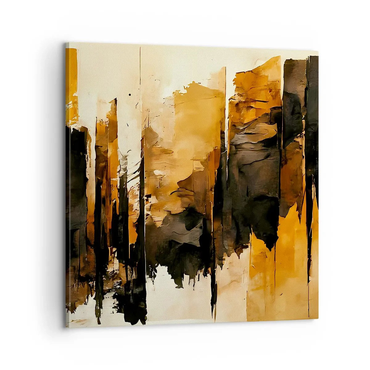 Bild auf Leinwand - Leinwandbild - Harmonie von Schwarz und Gold - 60x60 cm