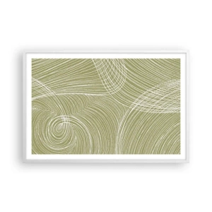 Poster in einem weißen Rahmen - Komplizierte Abstraktion in Weiß - 91x61 cm