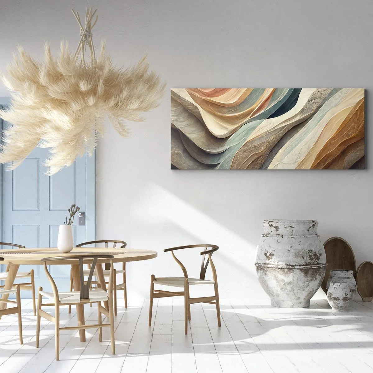 Bild auf Leinwand - Leinwandbild - Abstrakte Wellen in Pastelltönen - 120x50cm - Moment vor der Veränderung - Moderne Wanddekoration für Wohnzimmer und Schlafzimmer ARTTOR