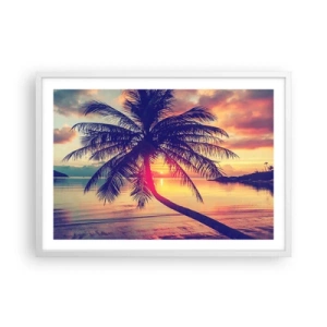 Poster in einem weißen Rahmen - Abend unter Palmen - 70x50 cm