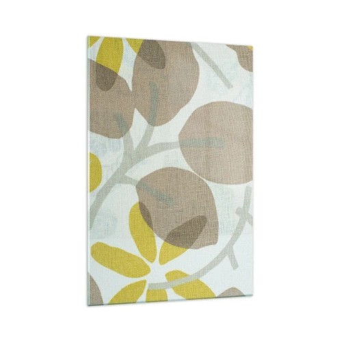 Glasbild - Bild auf glas - Abstrakte Blätter in Beige- und Gelbtönen - 70x100cm - Komposition in voller Sonne - Moderne Wanddekoration für Wohnzimmer und Schlafzimmer ARTTOR