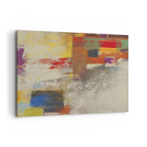 Bild auf Leinwand - Leinwandbild - Bunte Abstraktion mit geometrischen Formen - 100x70cm - Geometrie der Farben - Moderne Wanddekoration für Wohnzimmer und Schlafzimmer ARTTOR