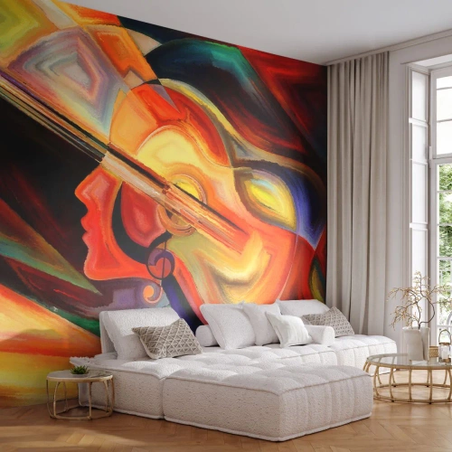 Fototapete Standard Eco - Alles ist gut - Abstraktion, Das Gesicht einer Frau, Geige - 400x280 cm