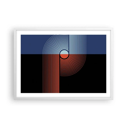 Poster in einem weißen Rahmen - In einer geometrischen Umarmung - 70x50 cm