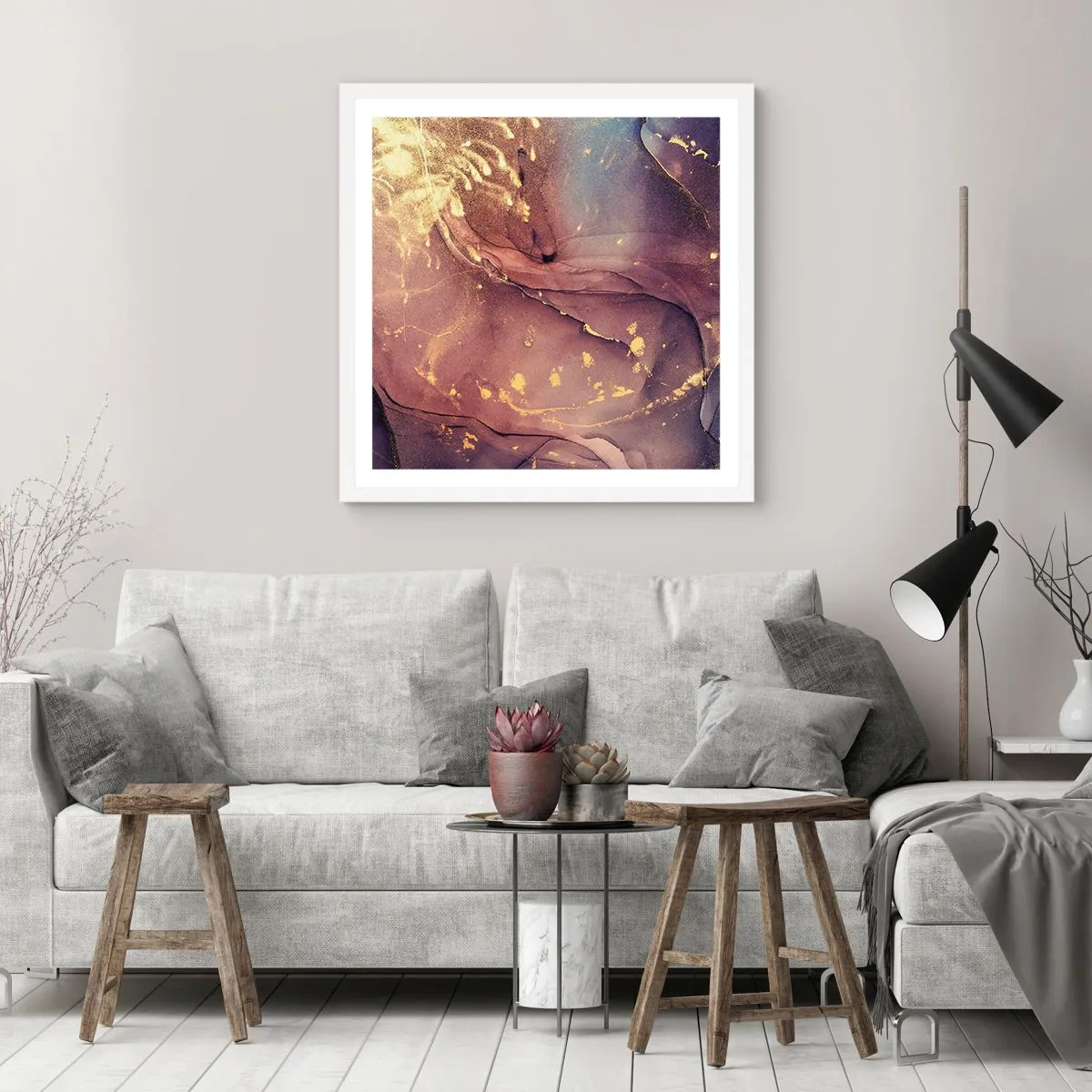 Poster in einem weißen Rahmen - Materie und Geist - 50x50 cm