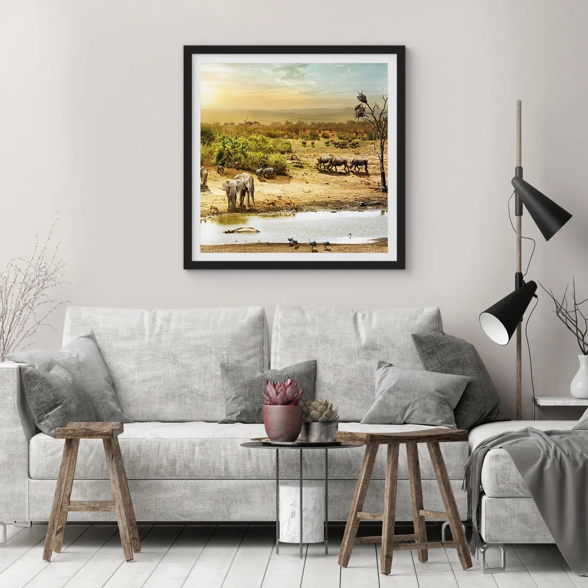 Poster in einem schwarzem Rahmen - Ein Fluss floss aus Eden ... - 30x30 cm