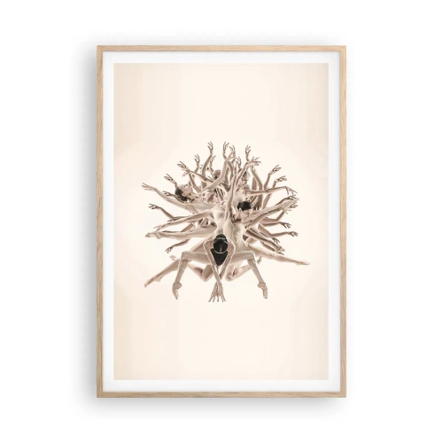 Poster in einem Rahmen aus heller Eiche - Aufblühen im Tanz - 70x100 cm