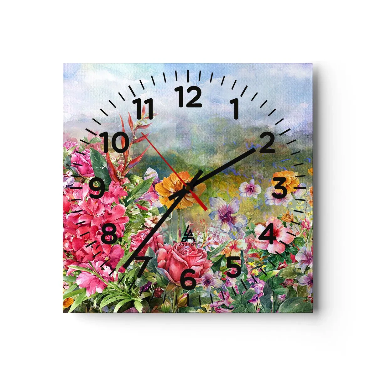 Wanduhr - Glasuhr - Ein Garten, der verrückt geworden ist - 40x40 cm