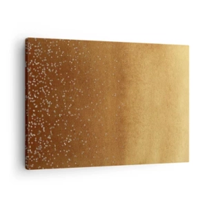 Bild auf Leinwand - Leinwandbild - Ein goldener Farbverlauf mit dezentem Schimmer und Verzierung - 70x50cm - Die Geburt des Lichts - Moderne Wanddekoration für Wohnzimmer und Schlafzimmer ARTTOR