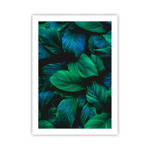 Poster - Grüne Blätter in intensiven Farbtönen - 50x70cm - In der grünen Menge - Moderne Wanddekoration für Wohnzimmer und Schlafzimmer ARTTOR