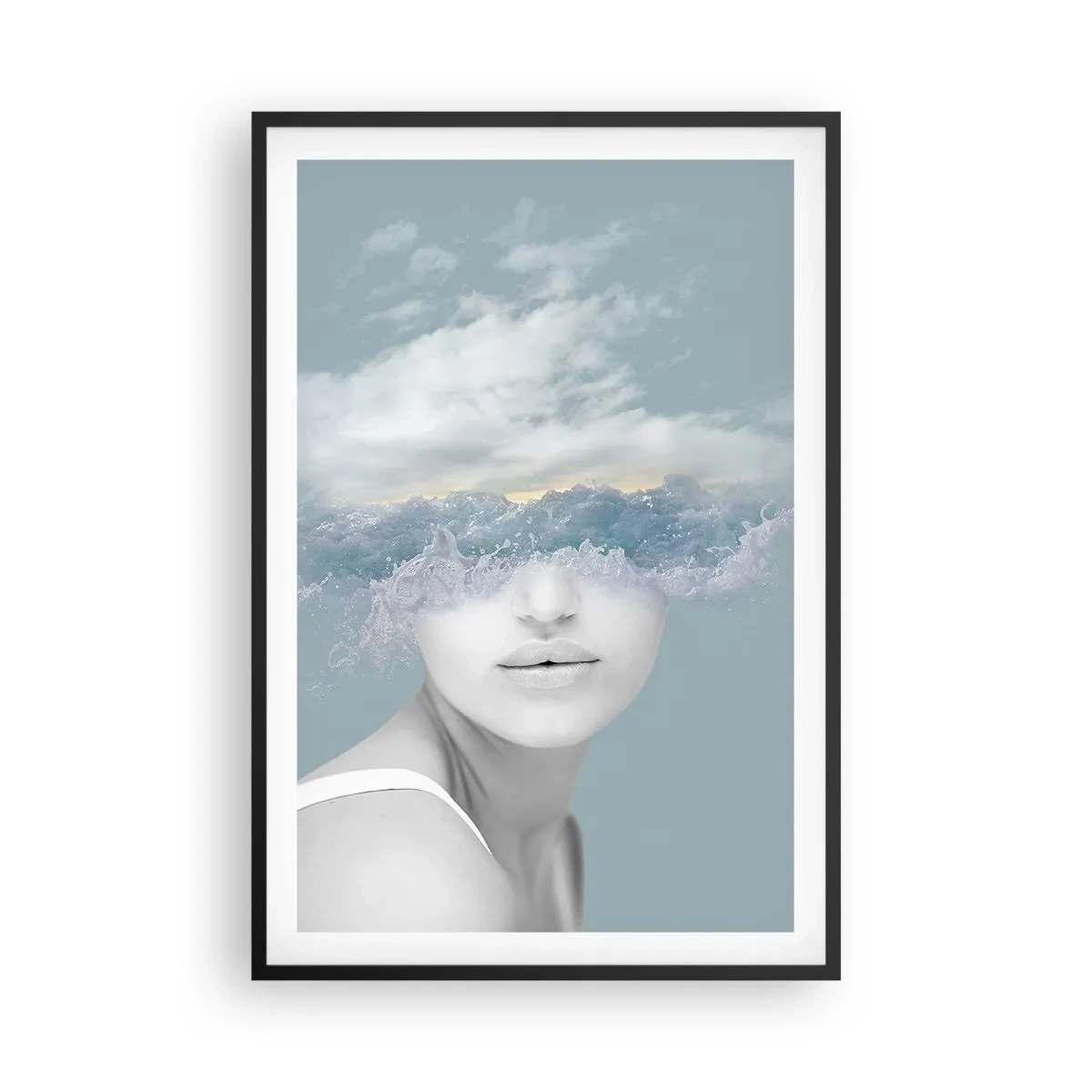 Poster in einem schwarzem Rahmen - Mit dem Kopf in den Wolken - 61x91 cm