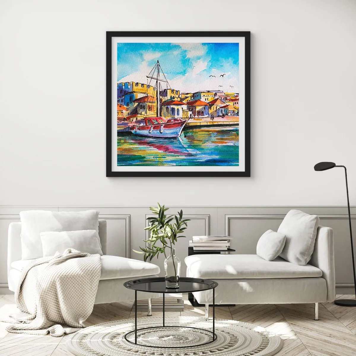 Poster in einem schwarzem Rahmen - Regenbogennachmittag - 40x40 cm