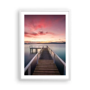 Poster in einem weißen Rahmen - Die sanfte Flamme des Abends - 50x70 cm