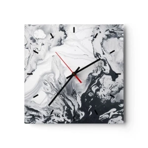 Wanduhr - Glasuhr - Monochromes abstraktes Muster mit Marmoreffekt - 30x30cm - Das Innere der Erde - Moderne Wanddekoration für Wohnzimmer und Schlafzimmer ARTTOR