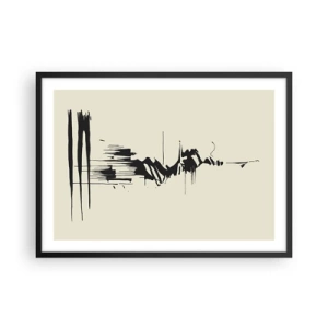Poster in einem schwarzem Rahmen - Minimalistische Abstraktion mit schwarzen Linien auf hellem Hintergrund - 70x50cm - Hastige Abstraktion - Moderne Wanddekoration für Wohnzimmer und Schlafzimmer ARTTOR
