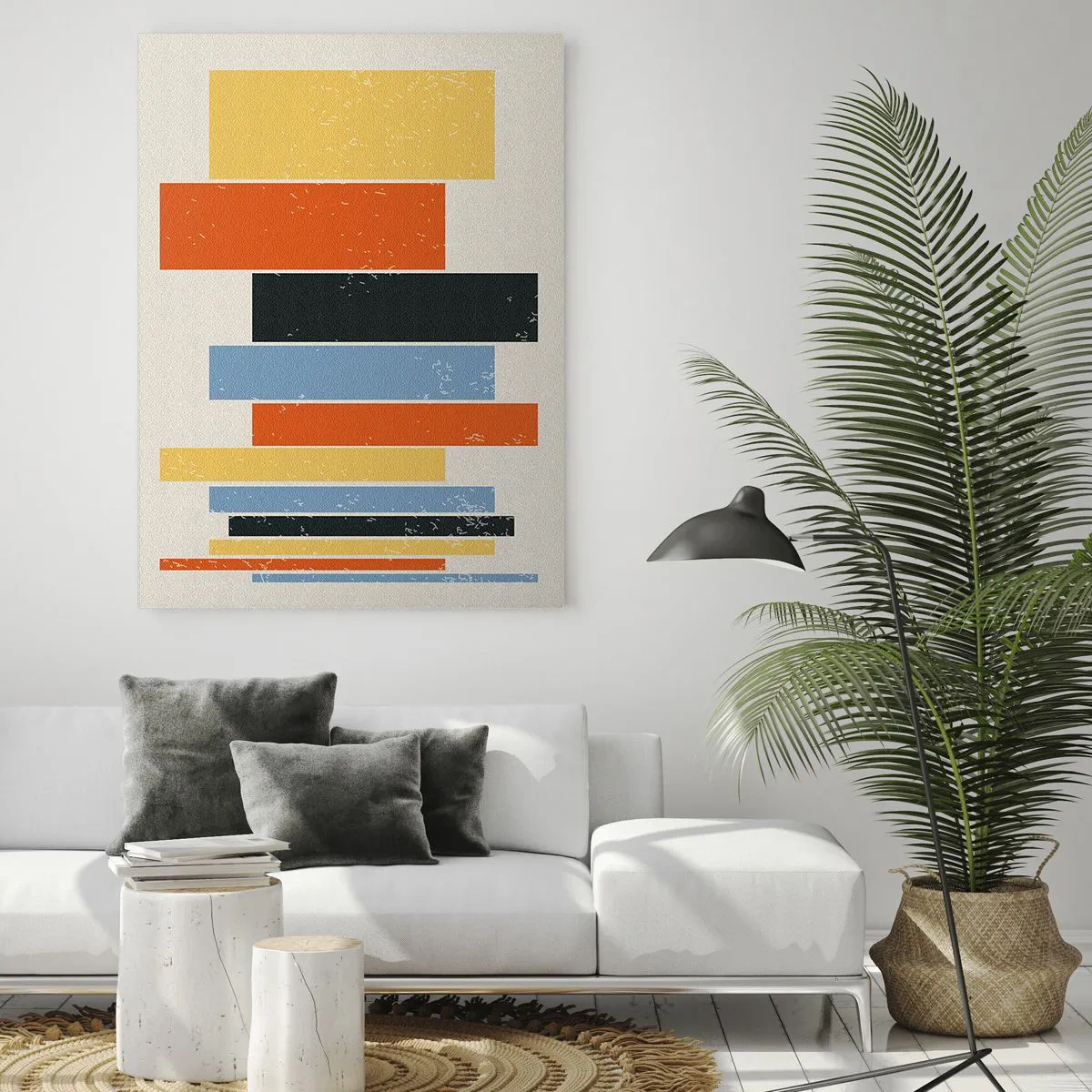 Glasbild - Bild auf glas - Bunte Rechtecke in moderner Anordnung - 70x100cm - Musiknotation - Moderne Wanddekoration für Wohnzimmer und Schlafzimmer ARTTOR