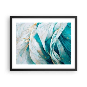 Poster in einem schwarzem Rahmen - Blaue Abstraktion mit goldenem Motiv - 50x40 cm