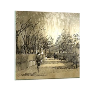 Glasbild - Bild auf glas - Ein Moment mit einer Feder angehalten - 60x60 cm