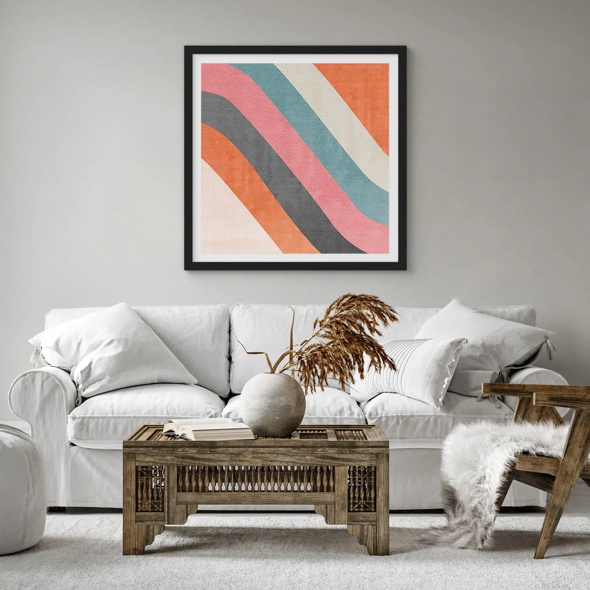 Poster in einem schwarzem Rahmen - Diagonale Komposition – Bewegung - 40x40 cm