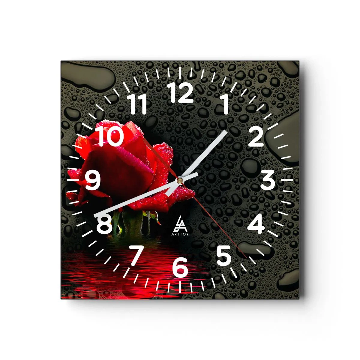 Wanduhr - Glasuhr - rot und Schwarz - 40x40 cm