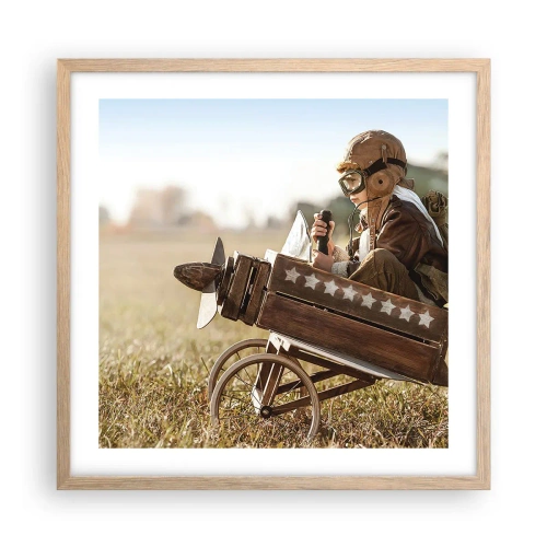 Poster in einem Rahmen aus heller Eiche - Start in Richtung eines Traums - 50x50 cm