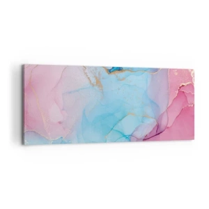 Bild auf Leinwand - Leinwandbild - Abstrakte Pastellmuster mit goldenen Akzenten - 120x50cm - Begegnung und Durchdringung - Moderne Wanddekoration für Wohnzimmer und Schlafzimmer ARTTOR