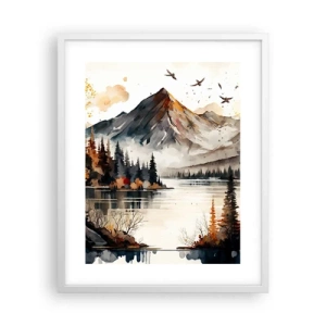 Poster in einem weißen Rahmen - Goldener Herbst in den Bergen - 40x50 cm