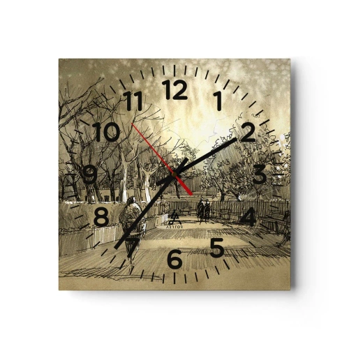 Wanduhr - Glasuhr - Ein Moment mit einer Feder angehalten - 40x40 cm