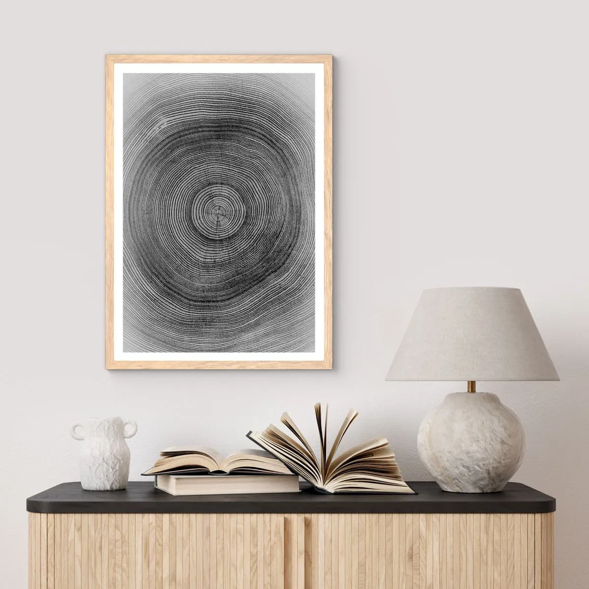 Poster in einem Rahmen aus heller Eiche - Zeichen der Zeit - 70x100 cm