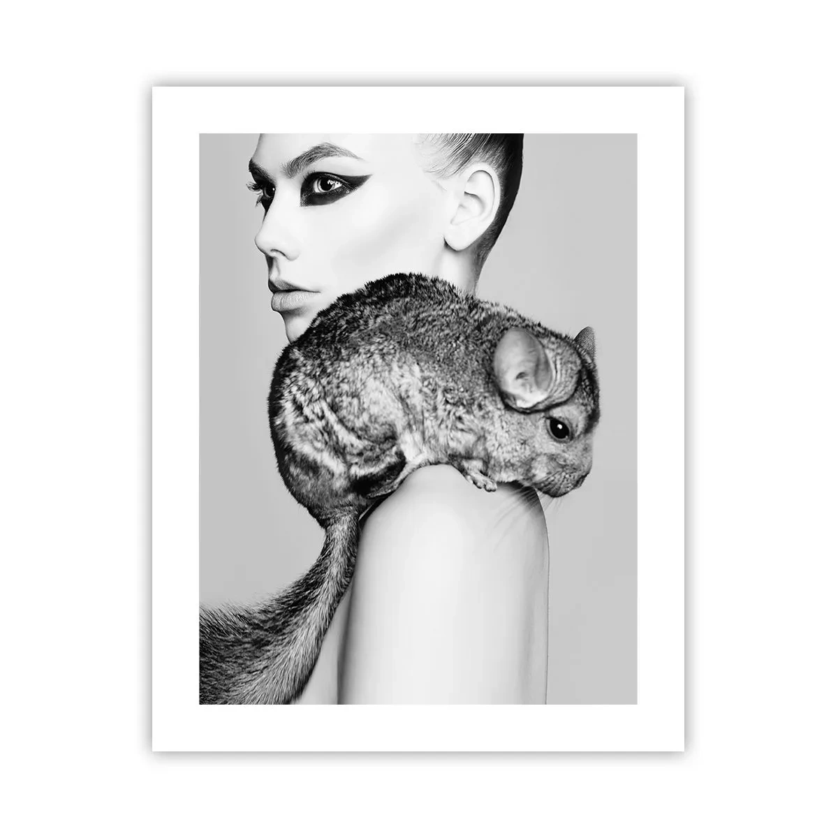 Poster - Dame mit einem Chinchilla - 40x50 cm