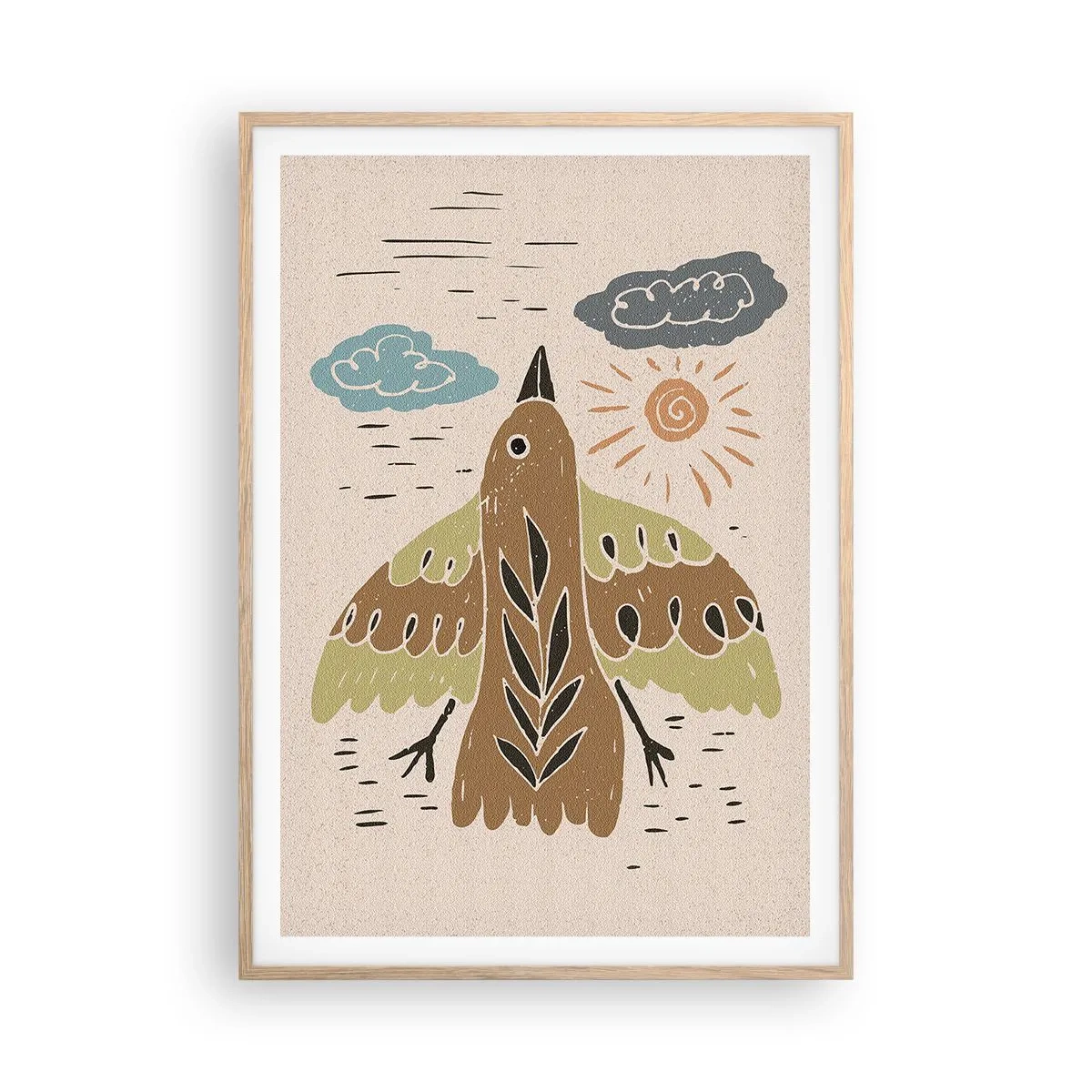 Poster in einem Rahmen aus heller Eiche - Guten Flug - 70x100 cm