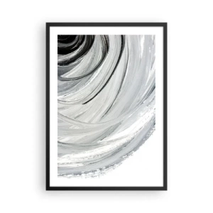 Poster in einem schwarzem Rahmen - Dynamische Abstraktion in Schwarz-, Weiß- und Grautönen - 50x70cm - Orbitale Komposition - Moderne Wanddekoration für Wohnzimmer und Schlafzimmer ARTTOR