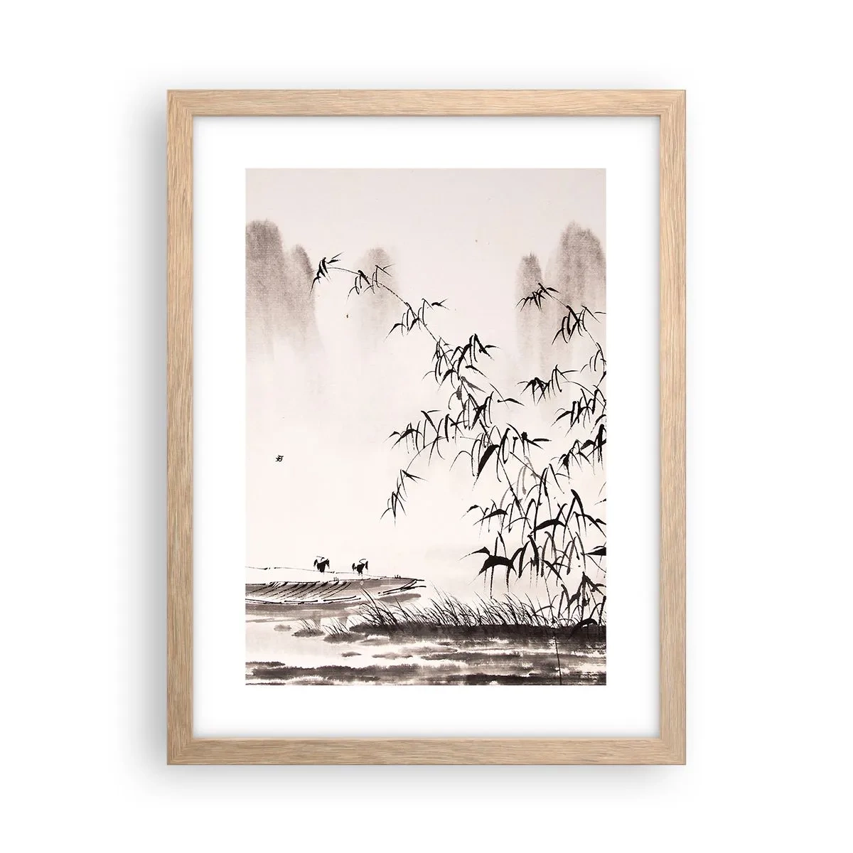 Poster in einem Rahmen aus heller Eiche - Die Stille der Reisfelder - 30x40 cm