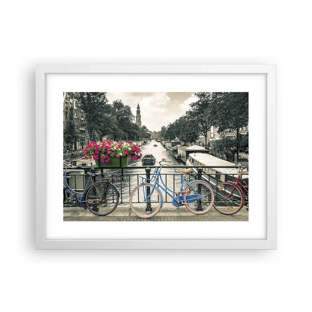 Poster in einem weißen Rahmen - Die Farben der Amsterdamer Straße - 40x30 cm