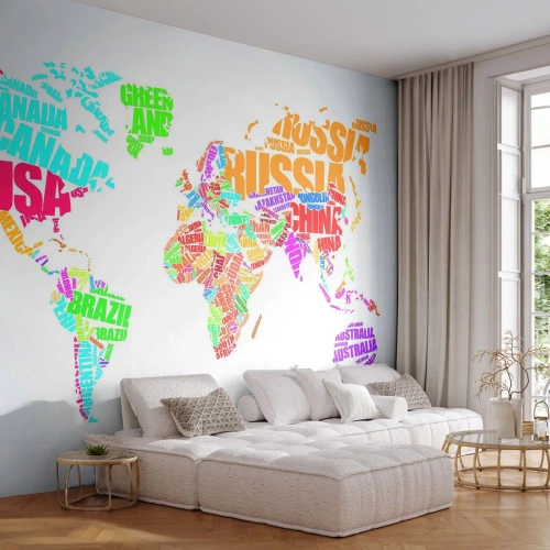 Fototapete Standard Eco - Ich möchte sie alle treffen - Weltkarte, Grafik, Kontinente - 250x175 cm
