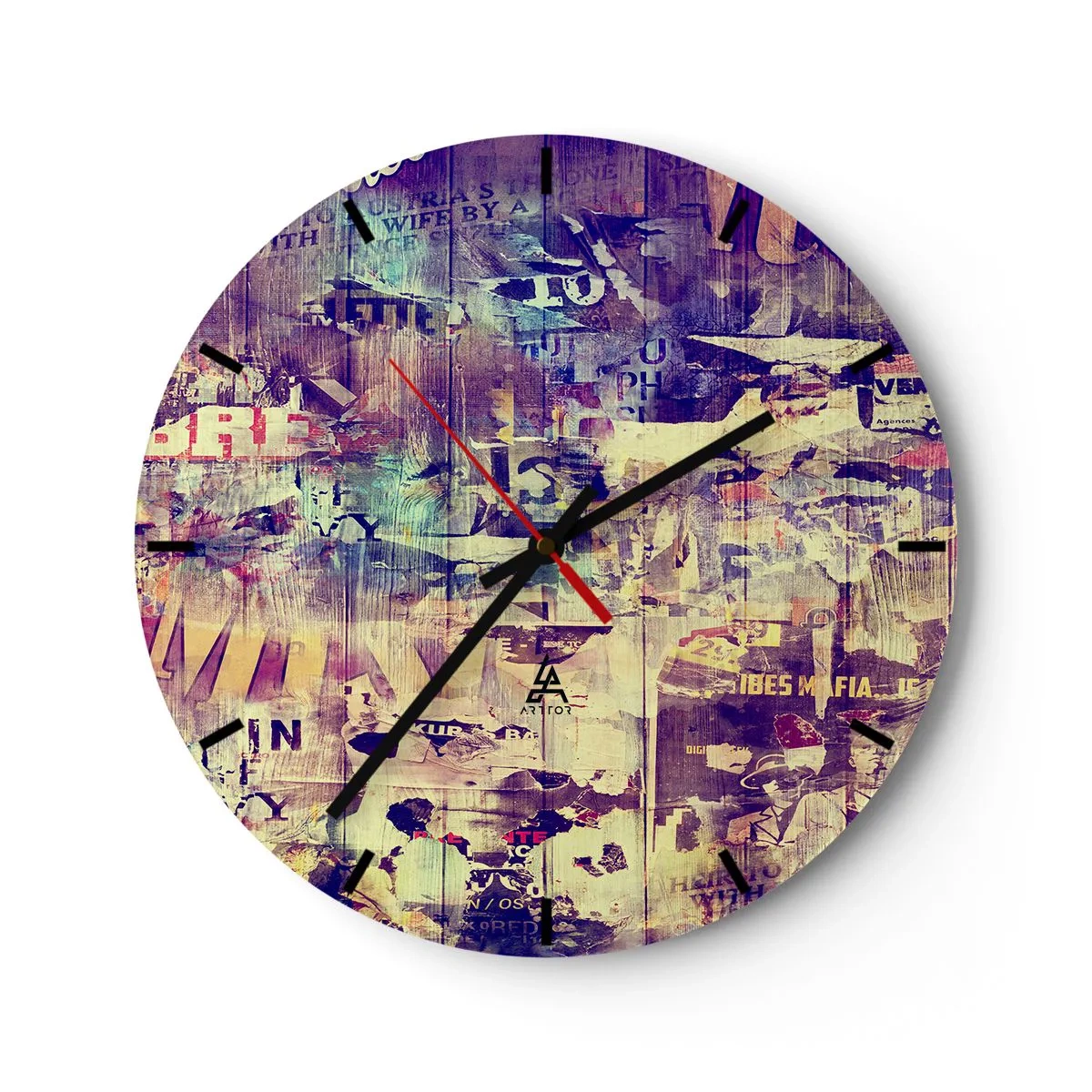 Wanduhr - Glasuhr - Zifferblatt mit kunstvollem Collage-Motiv - 30x30cm - Und das ist alles, was es geben wird - Moderne Wanddekoration für Wohnzimmer, Küche und Schlafzimmer ARTTOR