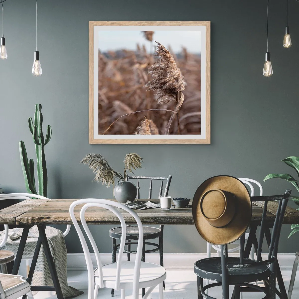 Poster in einem Rahmen aus heller Eiche - Zeit, mit dem Wind zu gehen - 30x30 cm