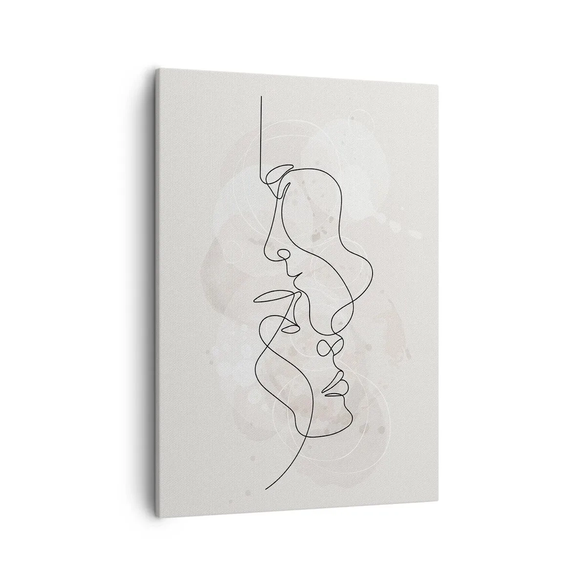 Bild auf Leinwand - Leinwandbild - Abstrakte Umrisse zweier Gesichter auf hellem Hintergrund - 50x70cm - Verstrickt in eine Umarmung - Moderne Wanddekoration für Wohnzimmer und Schlafzimmer ARTTOR