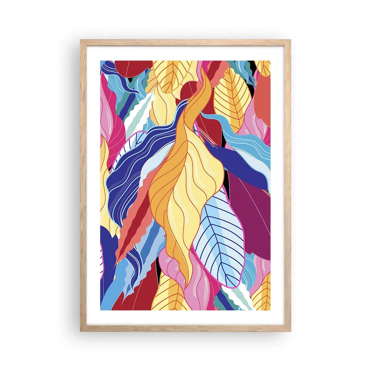 Poster in einem Rahmen aus heller Eiche - Buntes Durcheinander - 50x70 cm